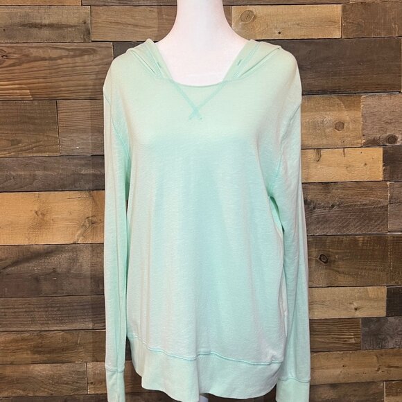 Old Navy Tops - Old Navy Lightweight Mint Green Long Sleeve Hoodie Size Large Cotton Blend